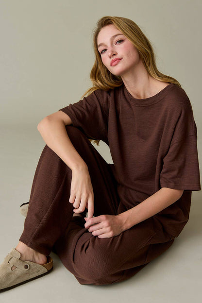 Layla Loose Fit Textured Knit Top and Pants Set