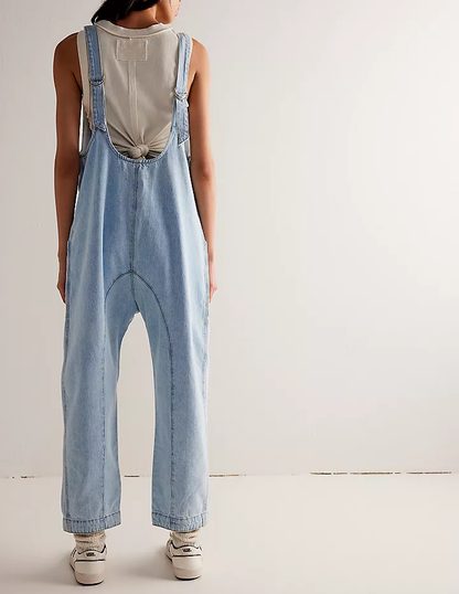 Denim Adjustable Shoulder High Roller Jumpsuit