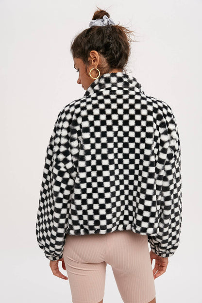 CHECKER TEDDY FALL JACKET