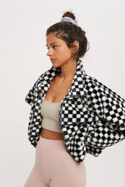 CHECKER TEDDY FALL JACKET