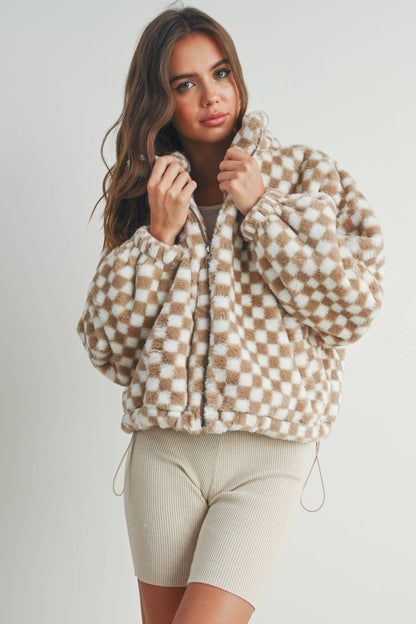 CHECKER TEDDY FALL JACKET