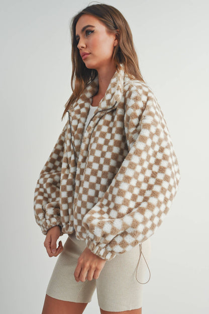 CHECKER TEDDY FALL JACKET