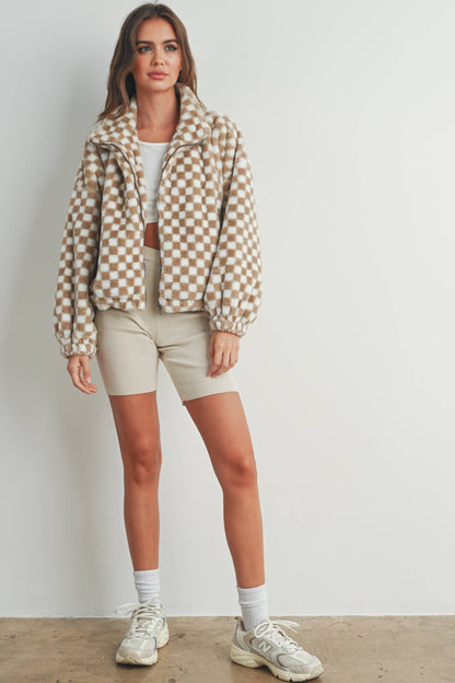 CHECKER TEDDY FALL JACKET