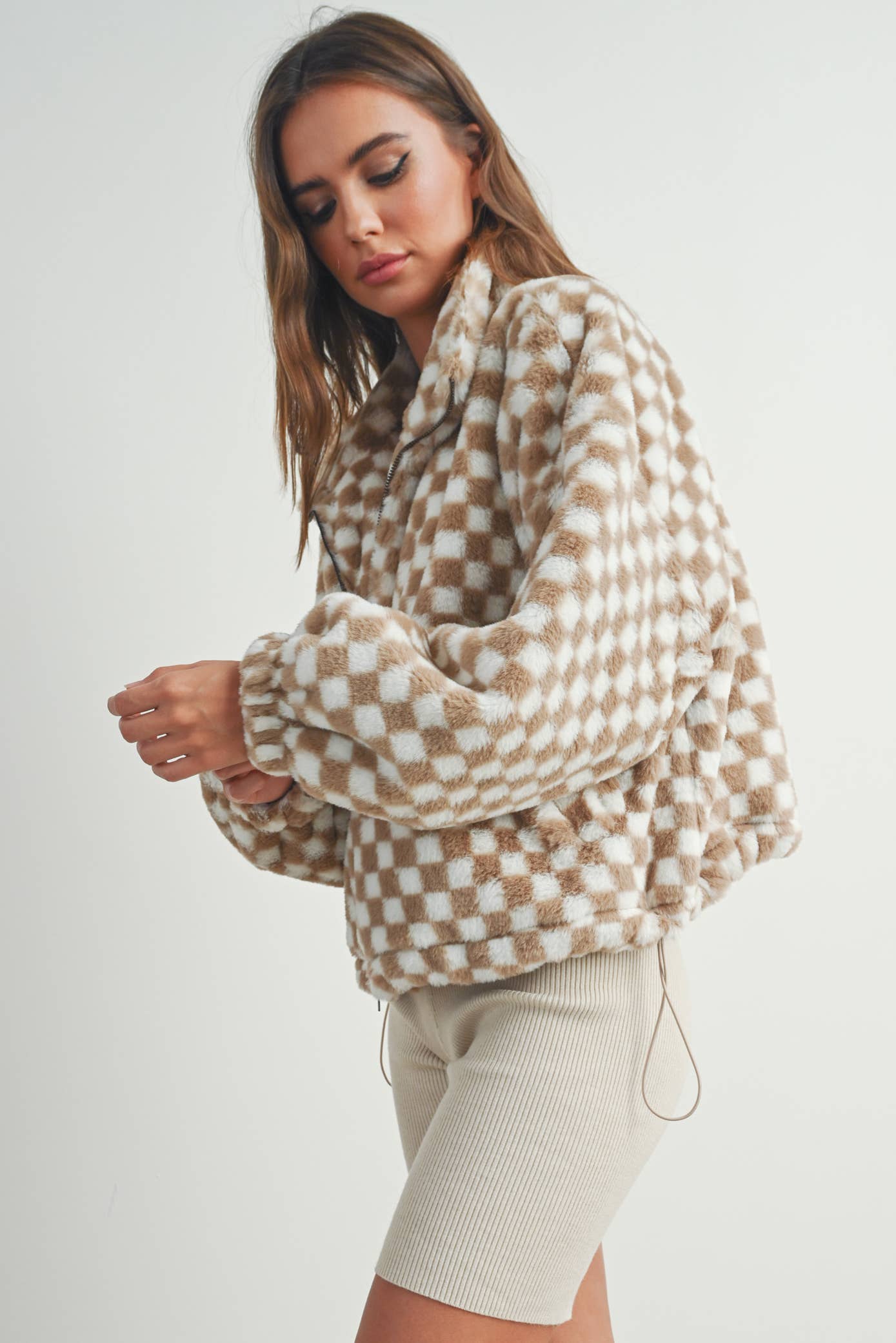 CHECKER TEDDY FALL JACKET