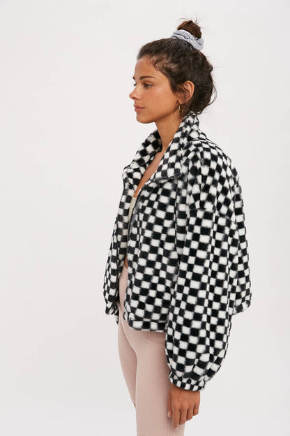 CHECKER TEDDY FALL JACKET