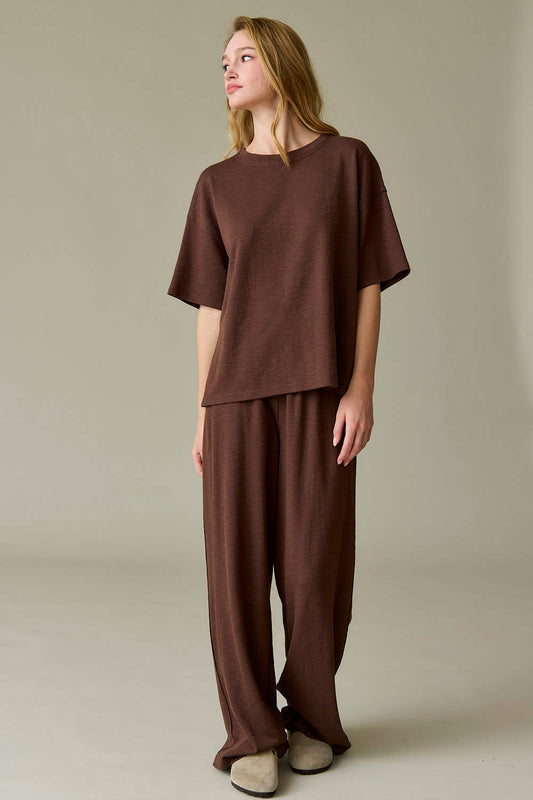 Layla Loose Fit Textured Knit Top and Pants Set