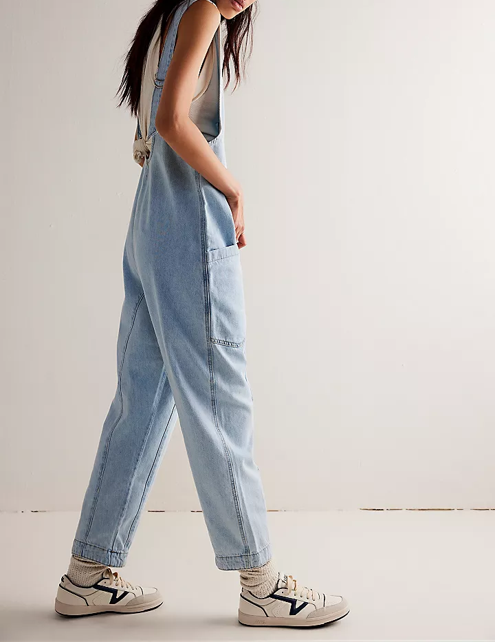 Denim Adjustable Shoulder High Roller Jumpsuit