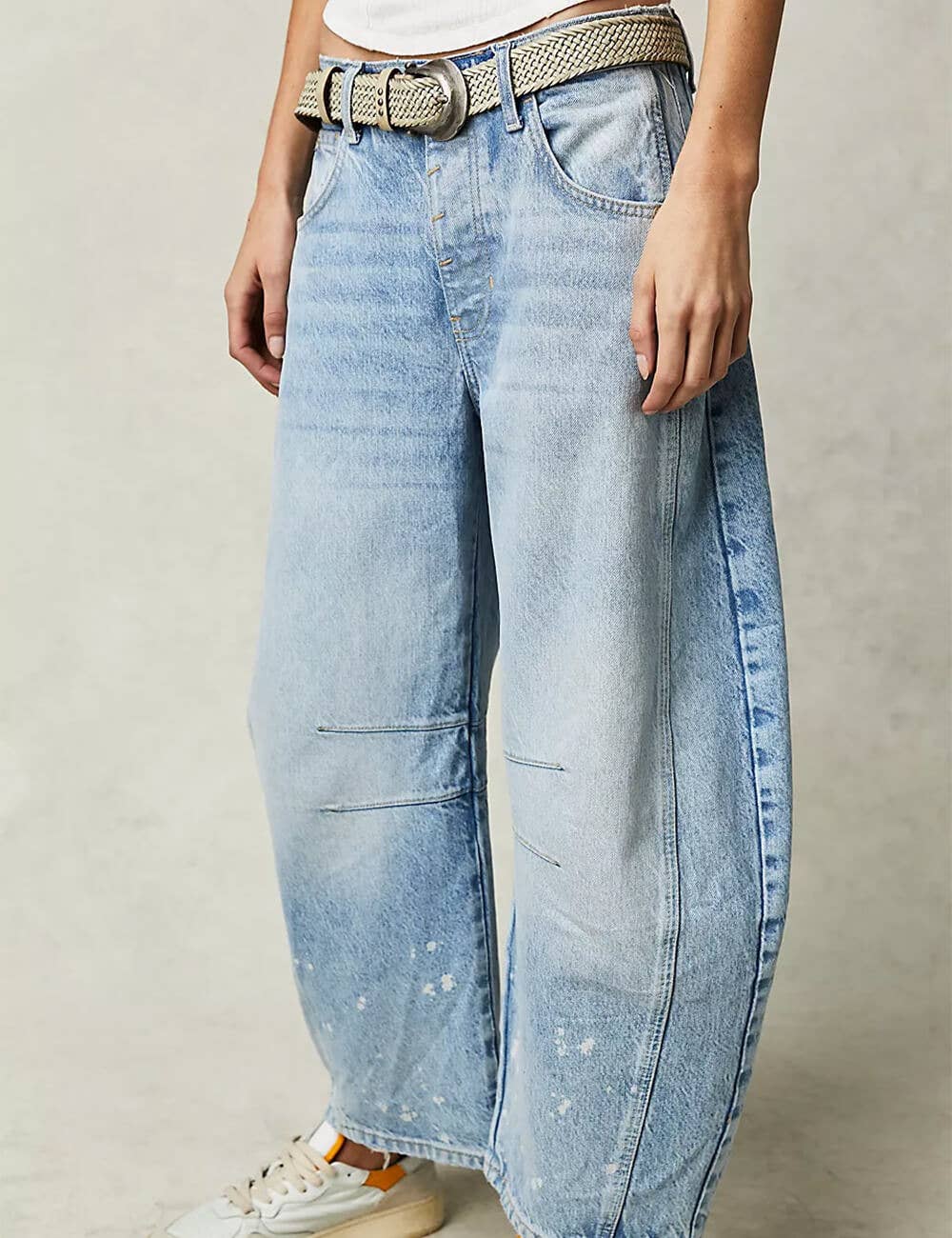 Ladies Mid Rise Wide Leg Barrel Jeans