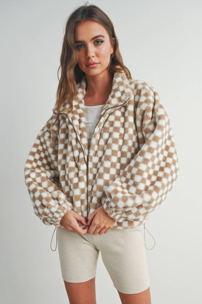 CHECKER TEDDY FALL JACKET