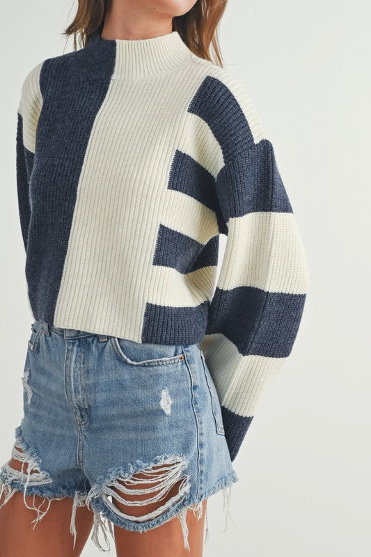 Block Turtleneck Sweater