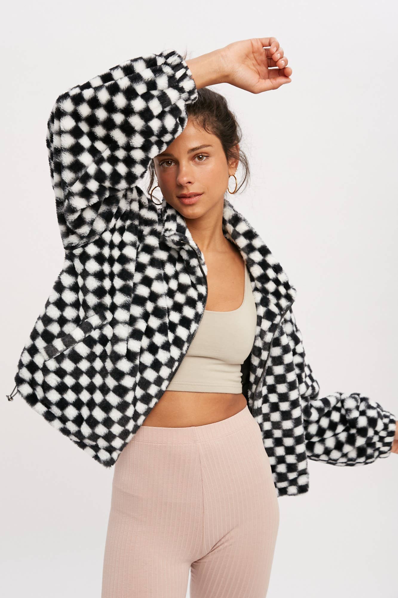 CHECKER TEDDY FALL JACKET