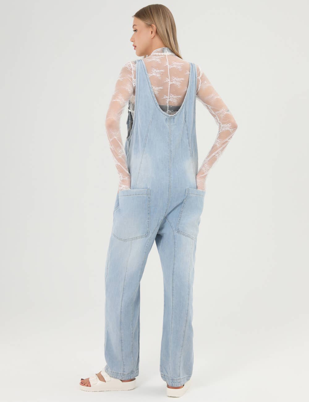 Denim Adjustable Shoulder High Roller Jumpsuit