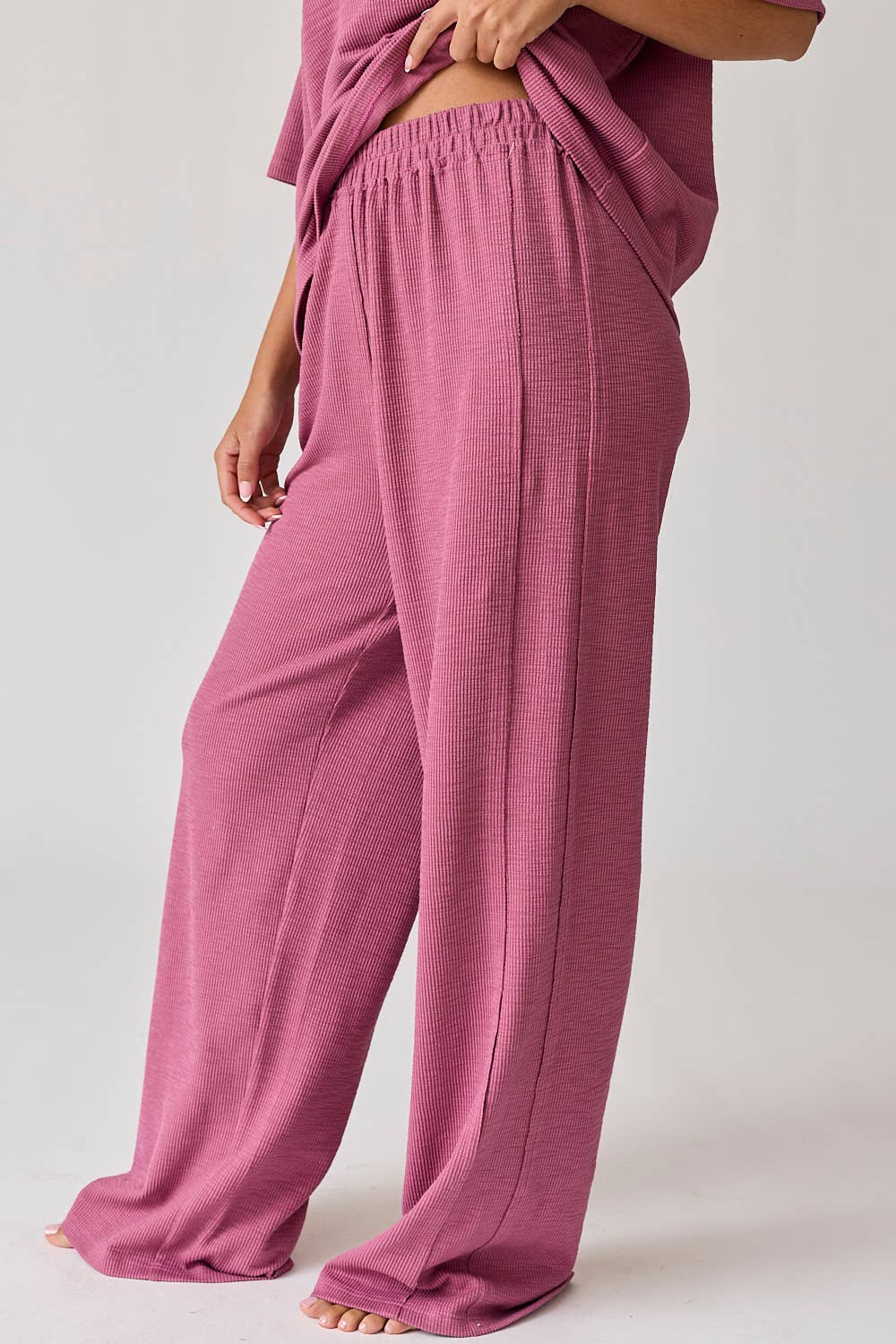 Layla Loose Fit Textured Knit Top and Pants Set