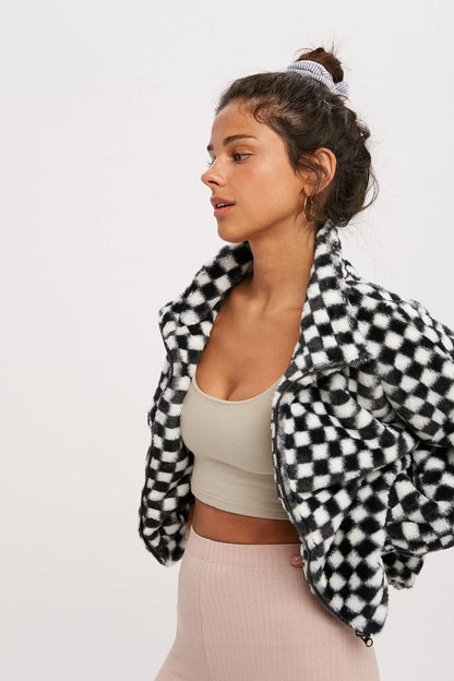 CHECKER TEDDY FALL JACKET